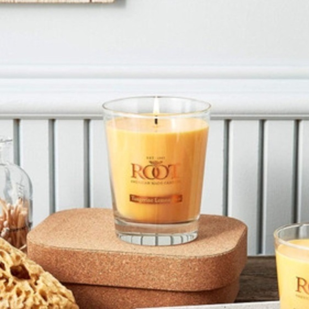 Root Candles Tangerine Lemongrass Beeswax Blend 10.5oz Orange Scented Jar Candle